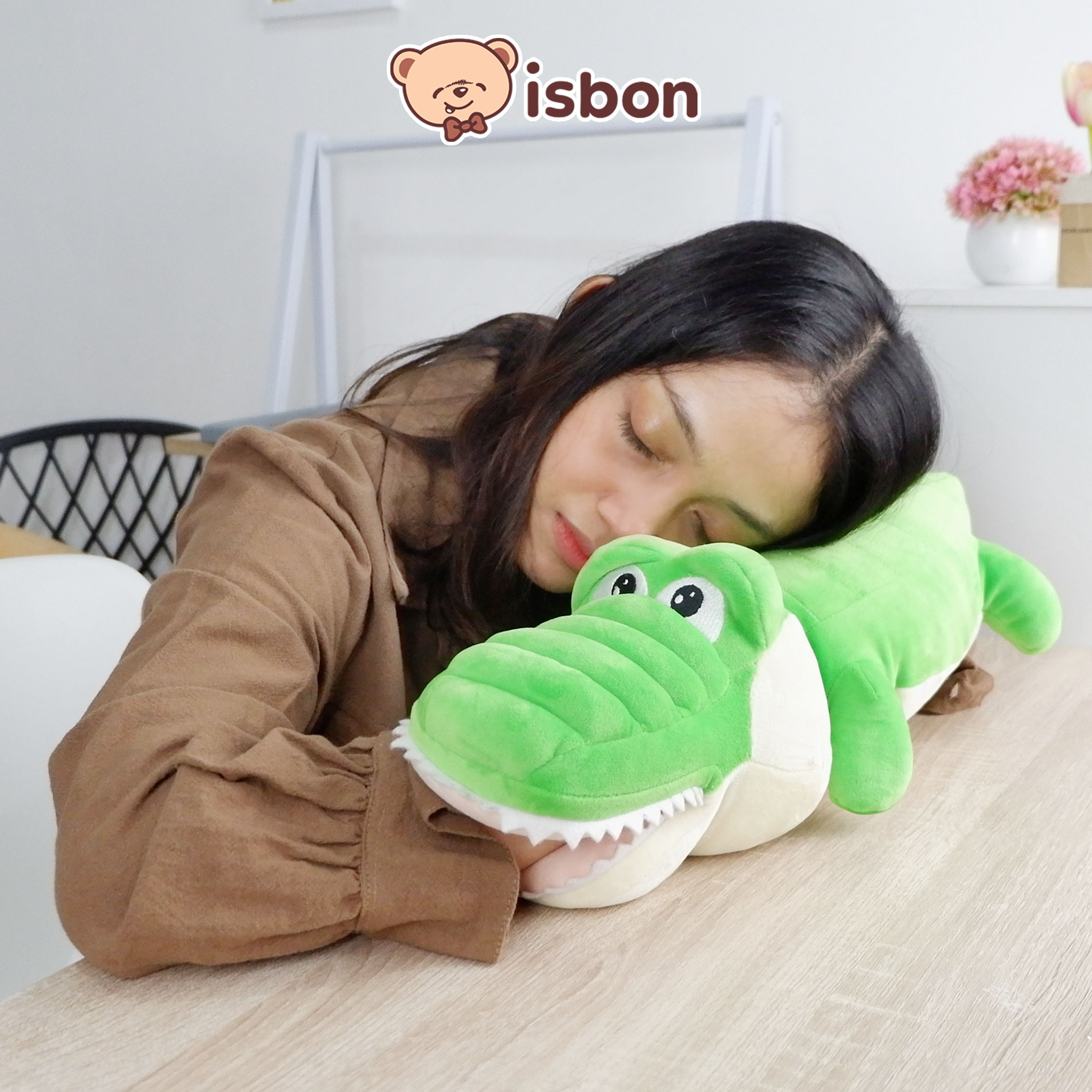 ISTANA BONEKA Penghangat Tangan Buaya Croco Nap Cushion Untuk Cuaca Dingin Bantal Kepala Premium