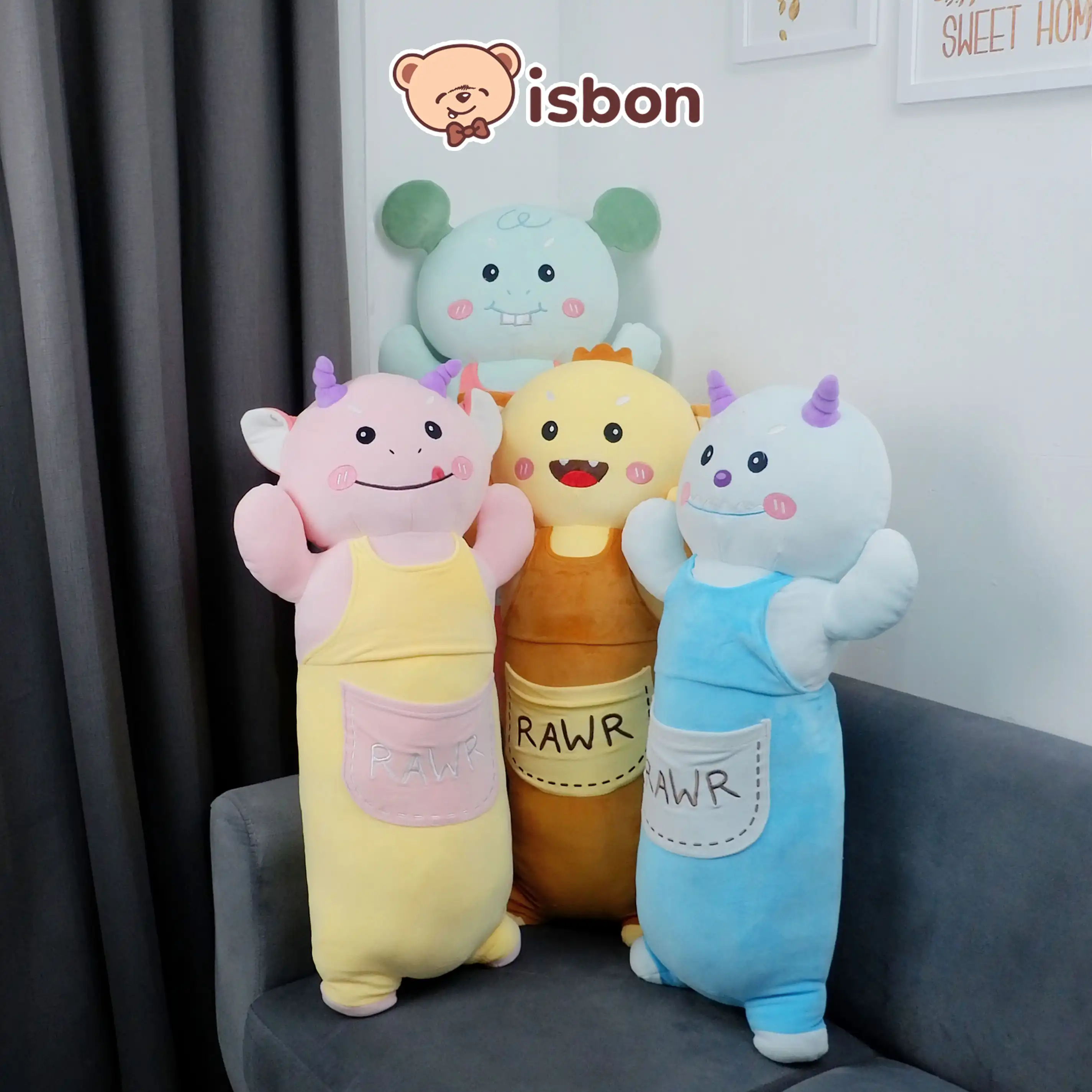 ISTANA BONEKA Guling Jumbo Cute Monster Bolster Menggemaskan Rawr Helloween