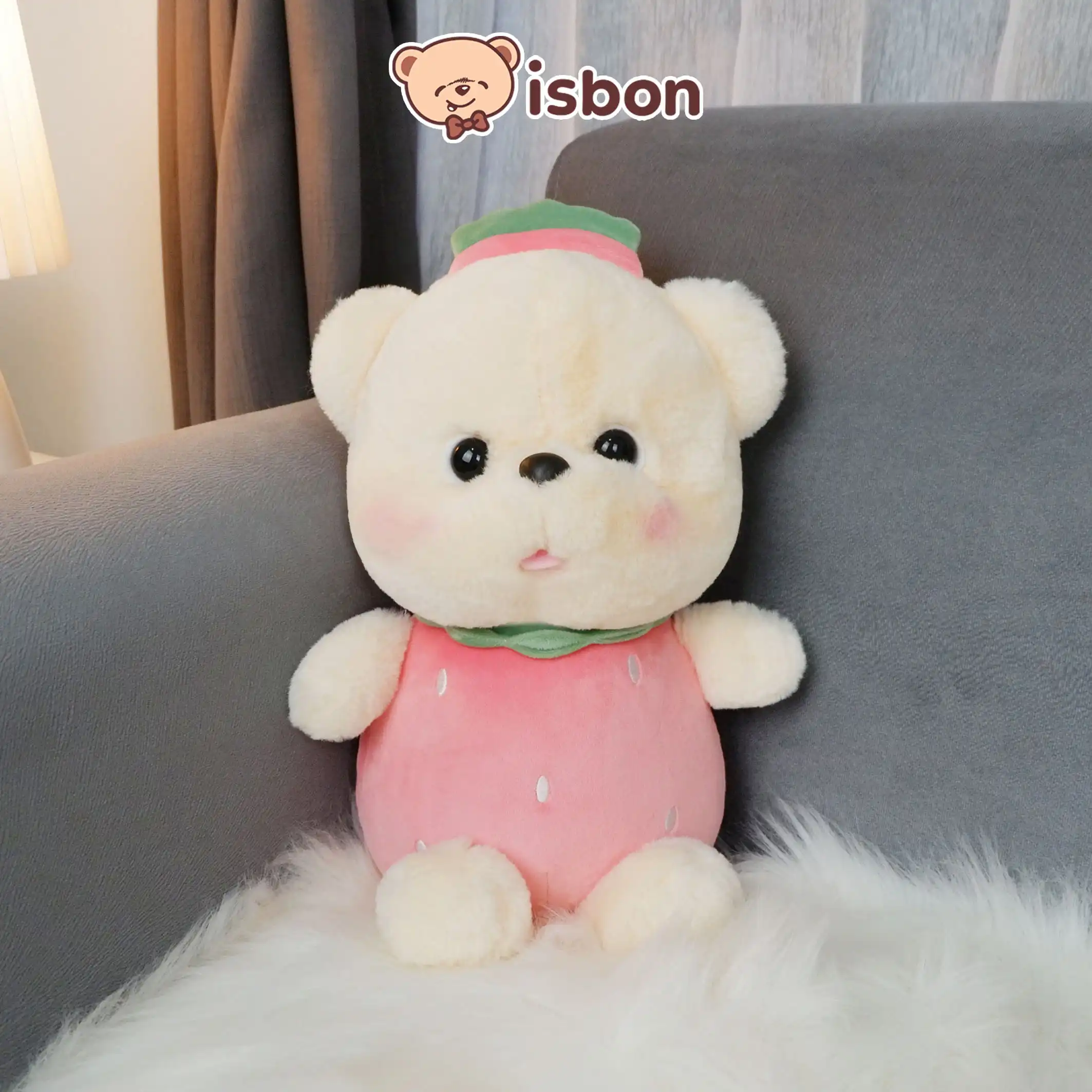 ISTANA BONEKA Beruang Floopy Happy Strawberry With Parfume Spray Mainan Anak Hadiah Ulang Tahun Cowok Cewek Premium