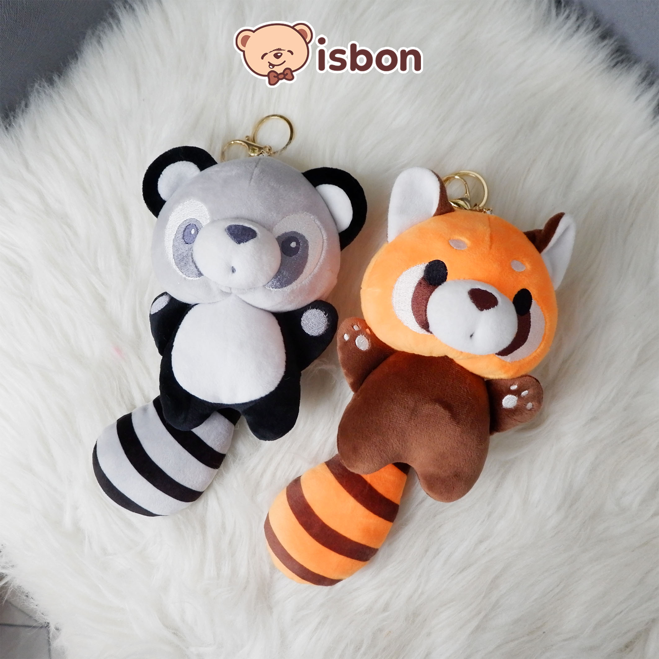ISTANA BONEKA Gantungan Kunci Raccoon Red Panda Ekor Strip Hitam Mainan Anak Mini Halus Lembut Lucu