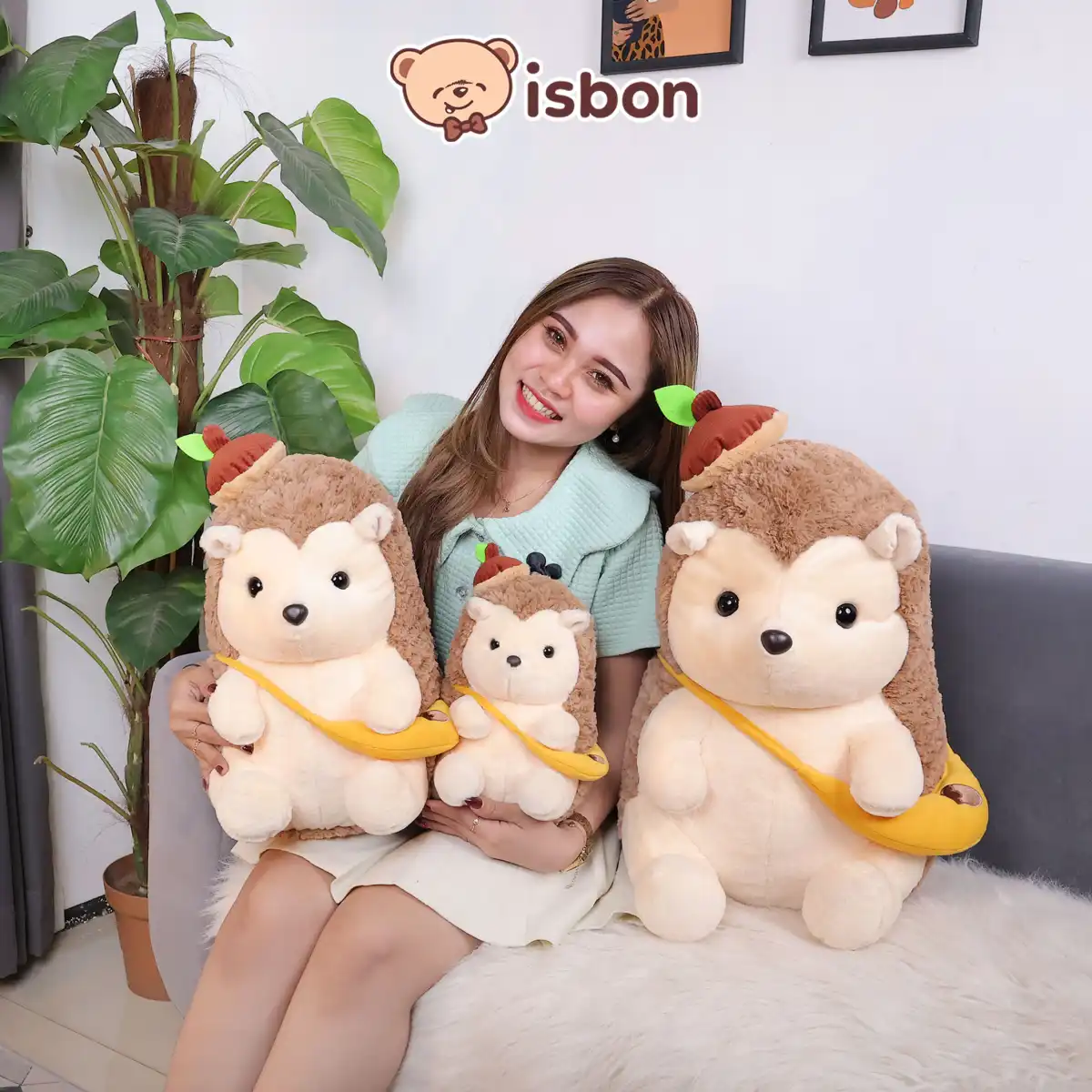 ISTANA BONEKA Landak Sit Hedgehog with Topi Tas Biji Kacang Lucu Mainan Anak Hadiah Ulang Tahun Anniversary Cowok Cewek