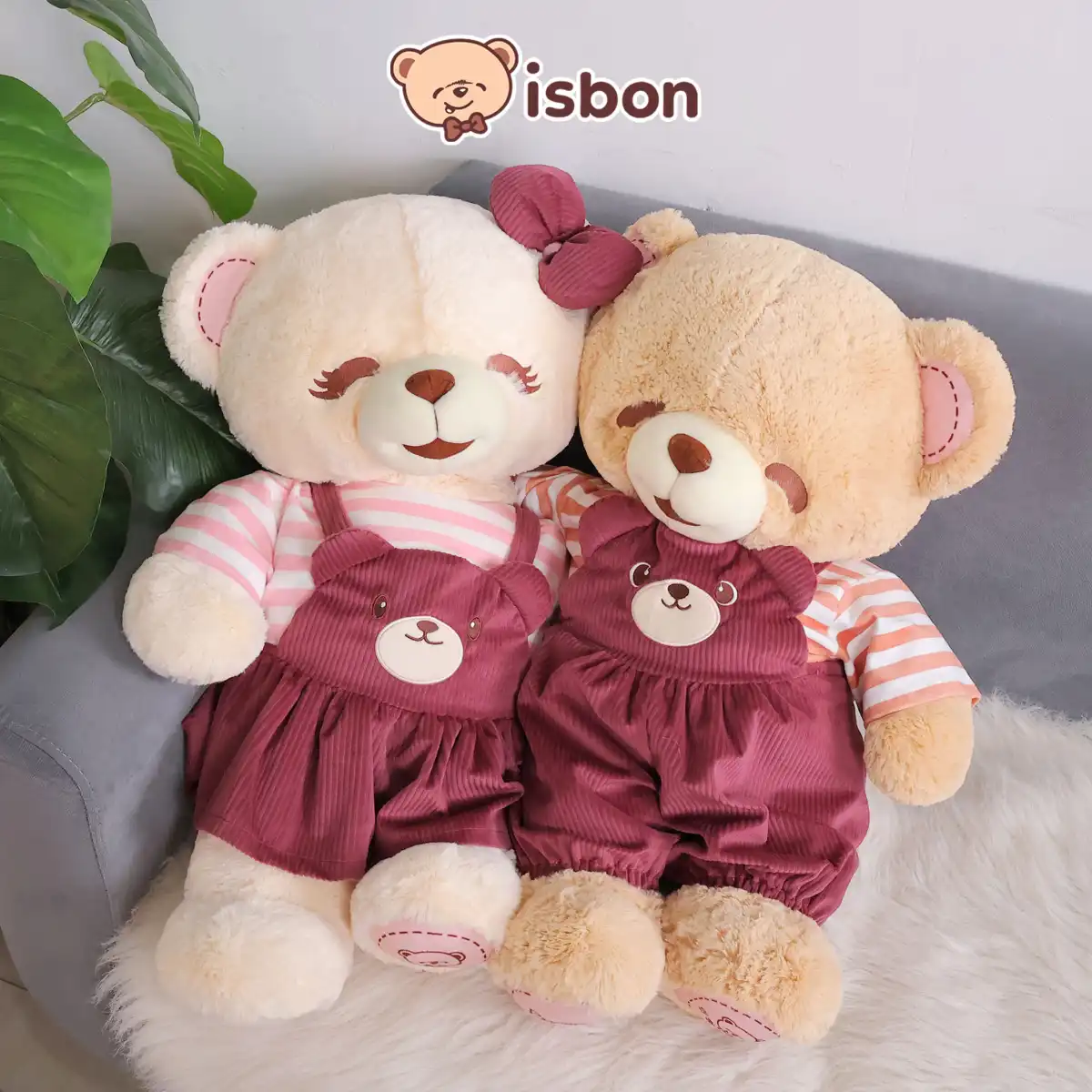 ISTANA BONEKA Beruang Boney Bonita Overall Bear 25in with Baju Kaos Garis dan Rok Mainan Anak Hadiah Ulang Tahun Anniversary Cowok Cewek