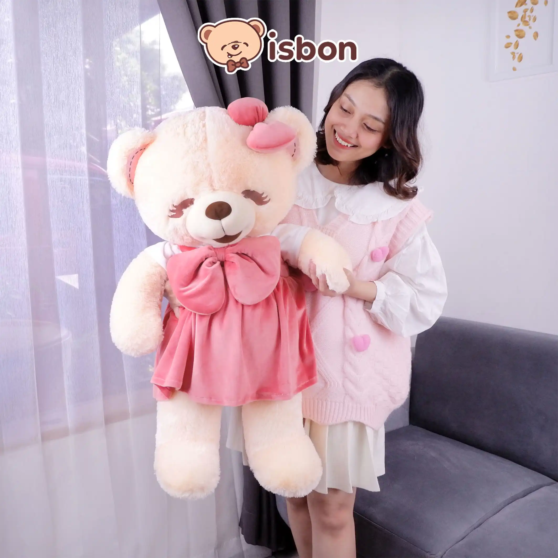 ISTANA BONEKA Beruang Bonita Dress 80cm 31inc With Ribbon Pita Besar Jumbo Mainan Anak Hadiah Gift