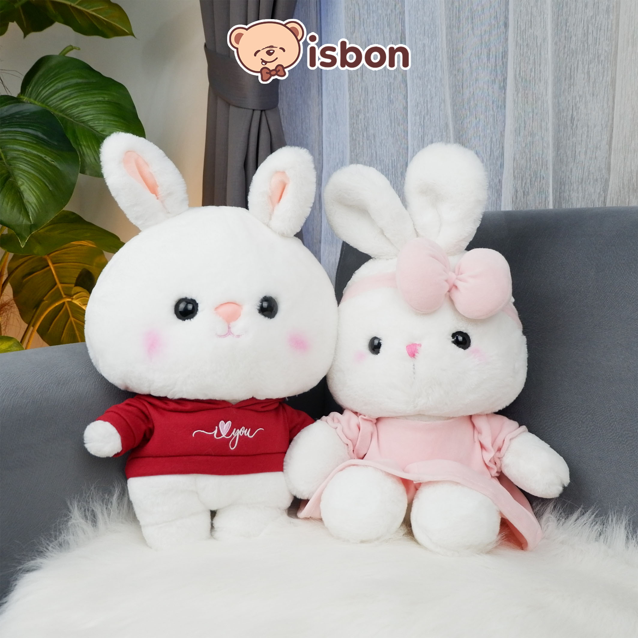 ISTANA BONEKA Kelinci Couple Floopy Carmen With Pita Lucu Lembut Mainan Anak Rabbit Premium