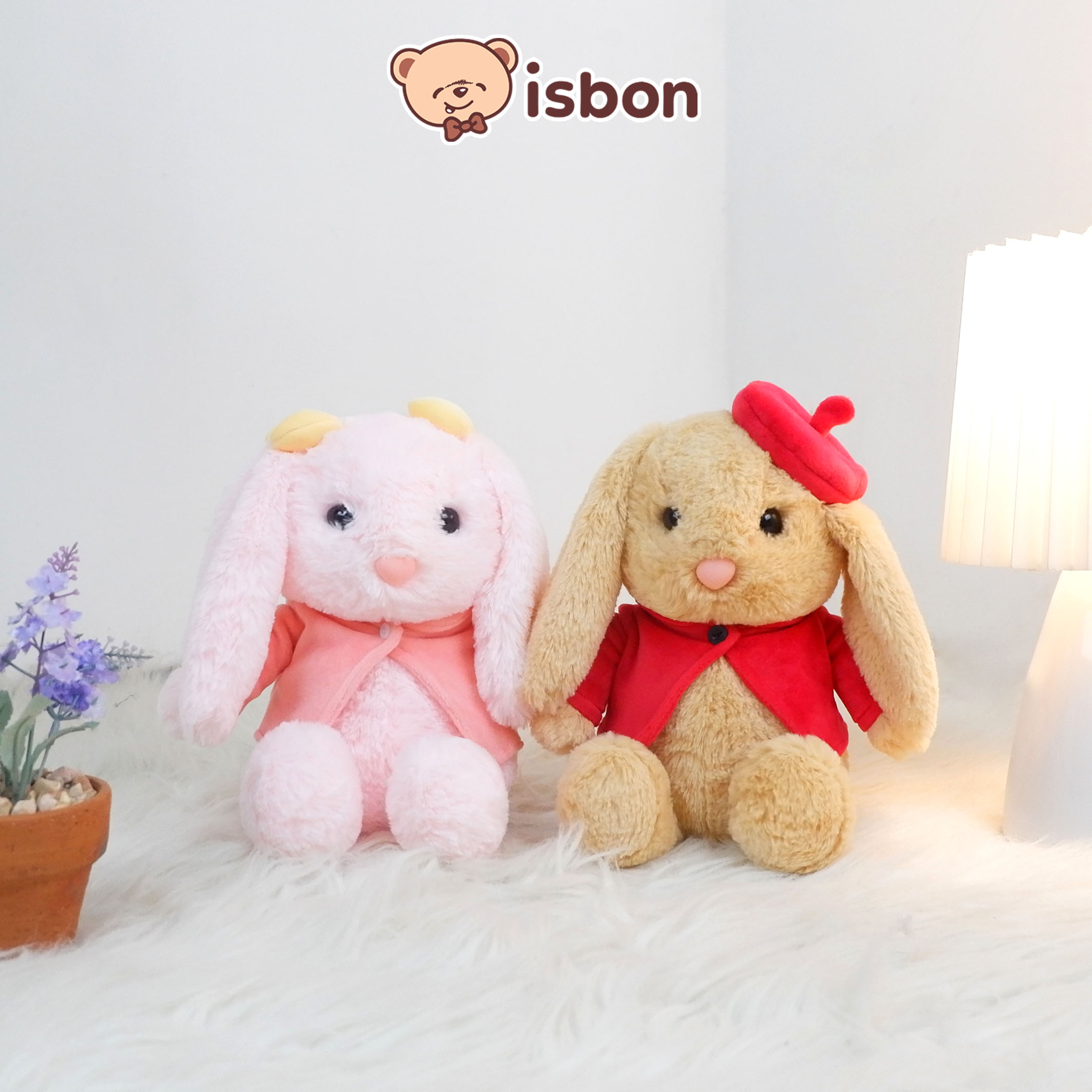 ISTANA BONEKA Kelinci Couple Sweet Lucy with Baju dan Topi Lucu Rabbit Bulu Halus Mainan Anak Hadiah Spesial Ulang Tahun Cowok Cewek