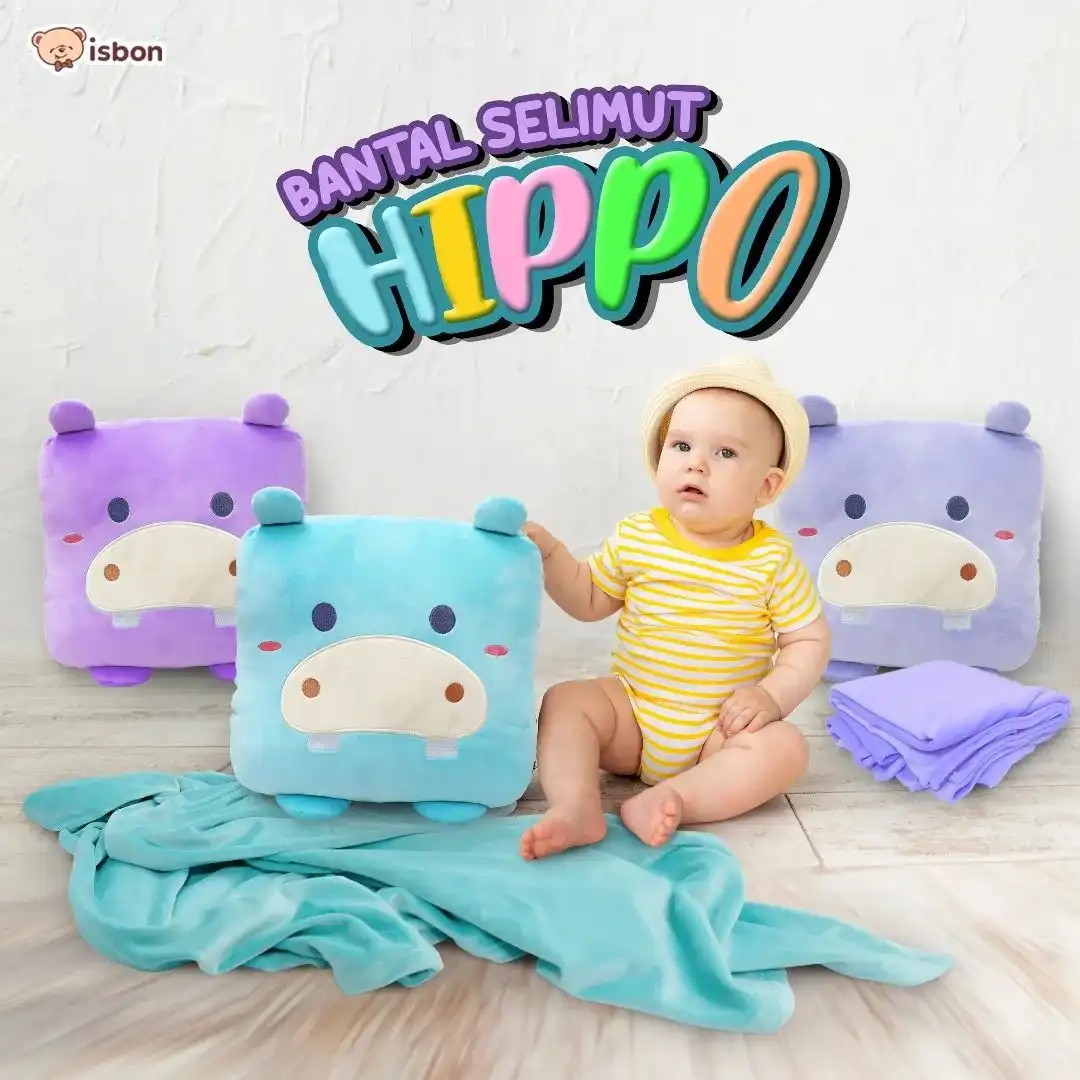 ISTANA BONEKA Bantal Selimut motif Hippo Warna Purple