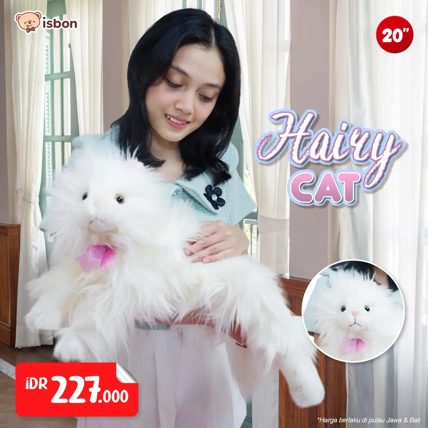ISTANA BONEKA Kucing Putih Ly Hairry Cat White 