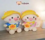 ISTANA BONEKA Babi Pig With Topi dan Tas Matahari Sit Hello Sunshine Mungil Lucu Mainan Anak Untuk Kado Ulang Tahun Premium