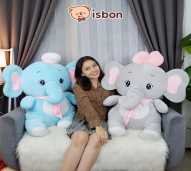 ISTANA BONEKA Gajah Duduk Jumbo Elephant With Pita Lucu Cocok Untuk Hadiah Ulang Tahun Bahan Halus Premium